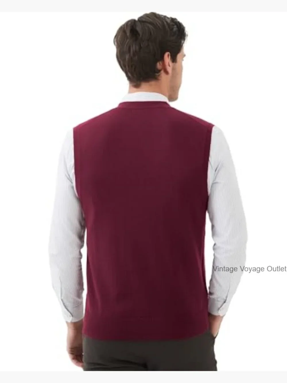 Men's Wool Blend V-Neck Button Sleeveless Cardigan Vest